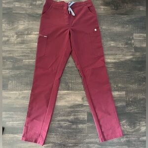 Figs Yola Maroon scrub pants Small Tall